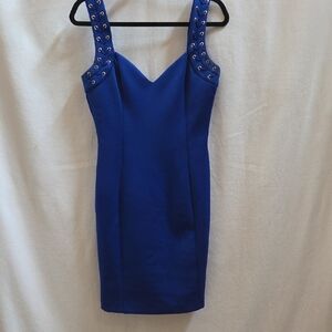 Guess Royal Blue Studded-Strap Mini Dress
